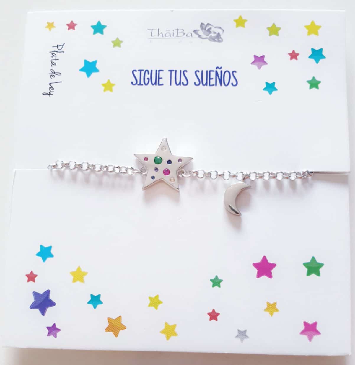 Pulsera estrella multicolor, sueños de plata de ley