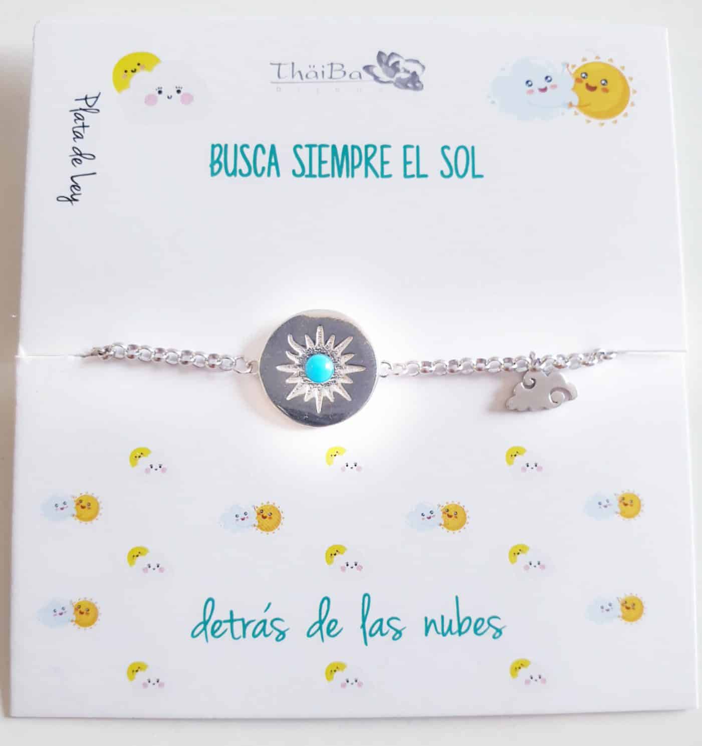 Pulsera sol y nube, blue de plata de ley
