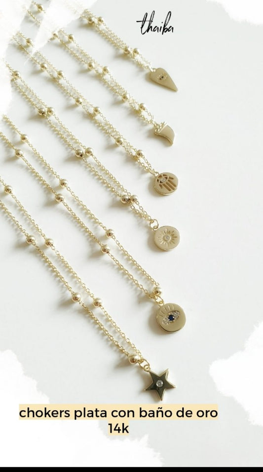 Collar oro colmillo de plata de ley