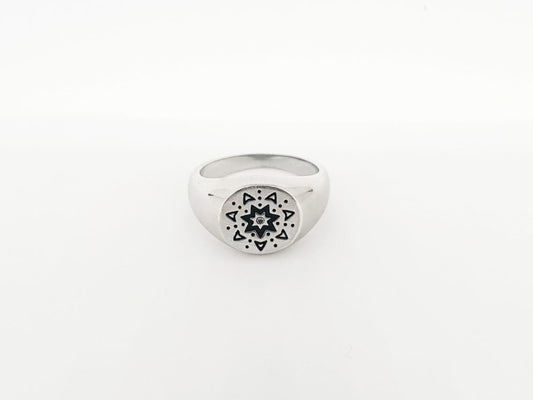 Anillo sello boho de plata de ley