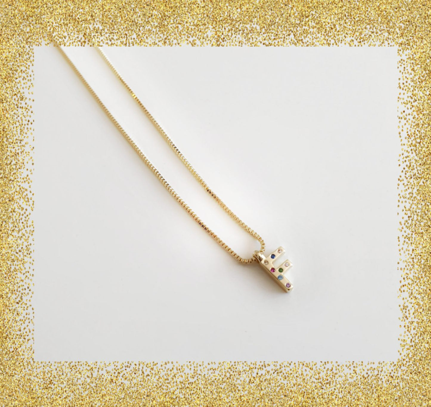 Collar inicial oro f de plata de ley
