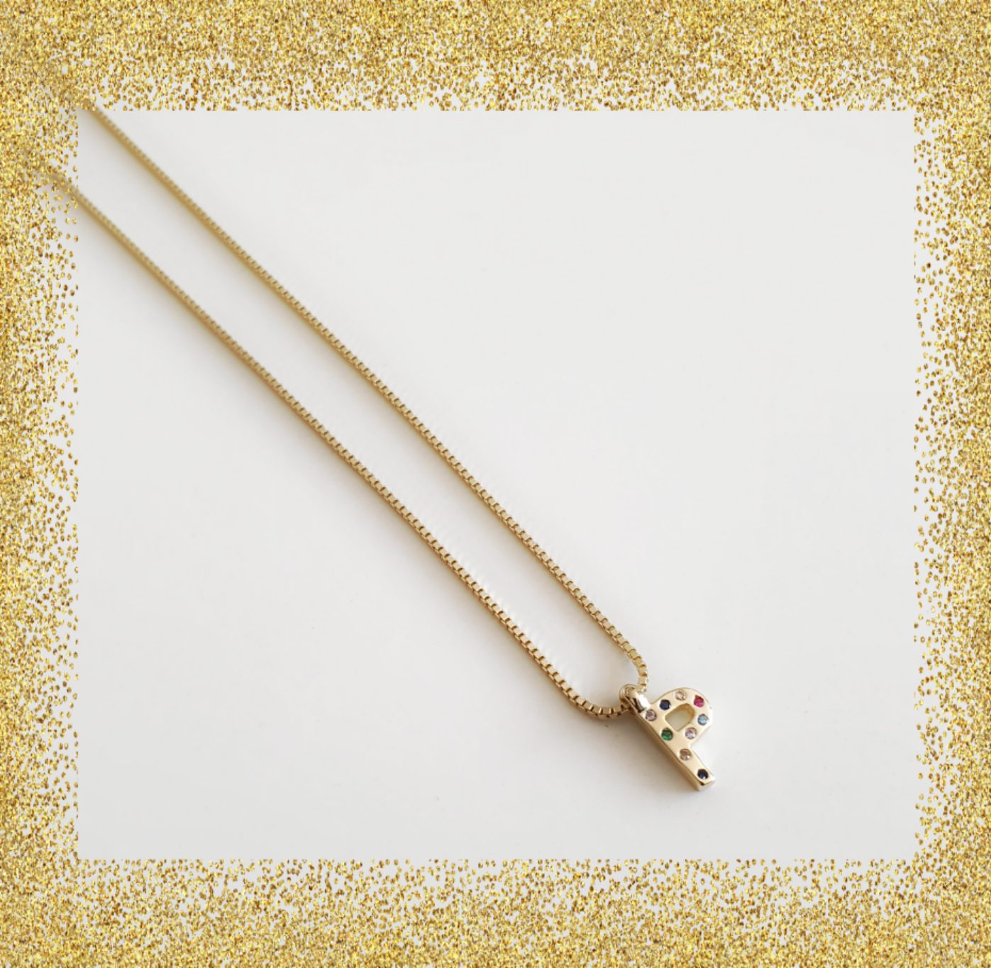 Collar inicial oro p de plata de ley