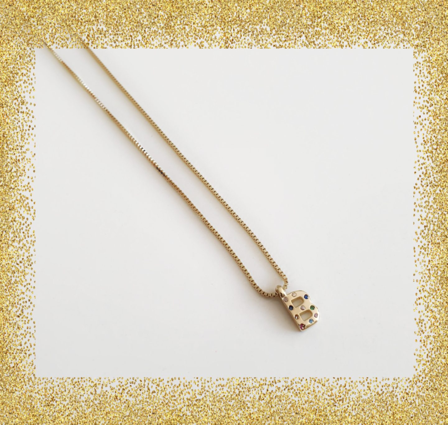 Collar inicial oro b de plata de ley