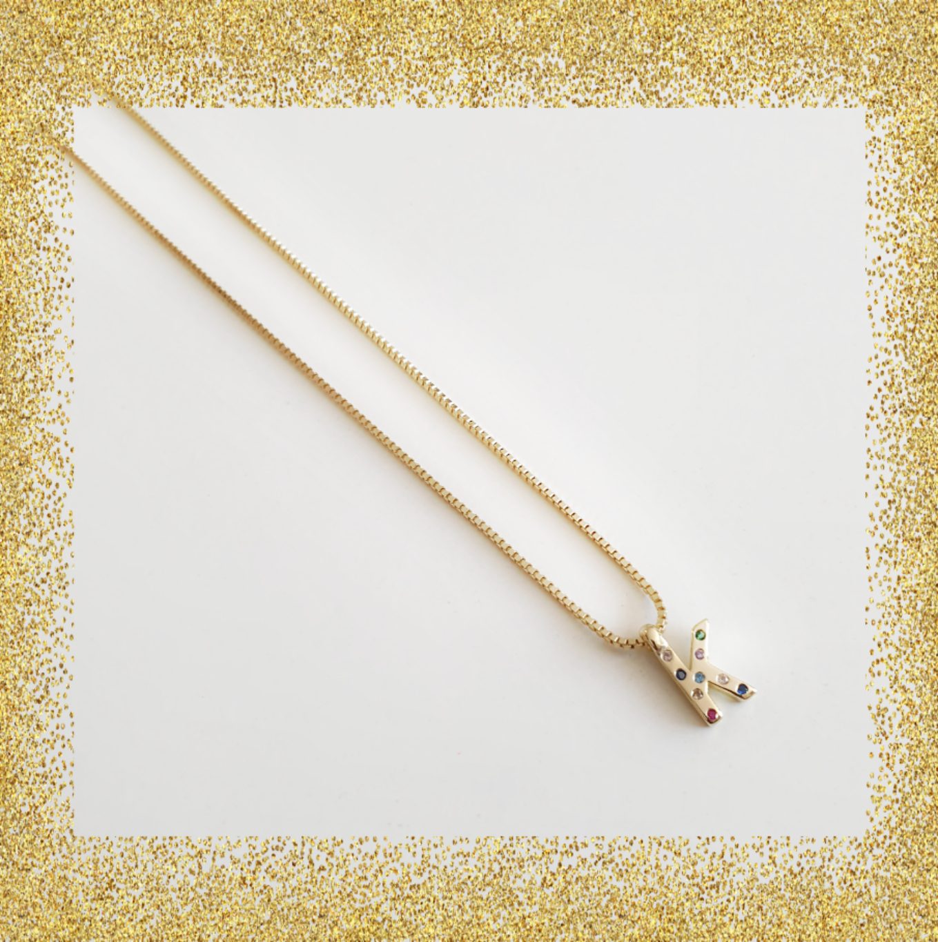 Collar inicial oro k de plata de ley
