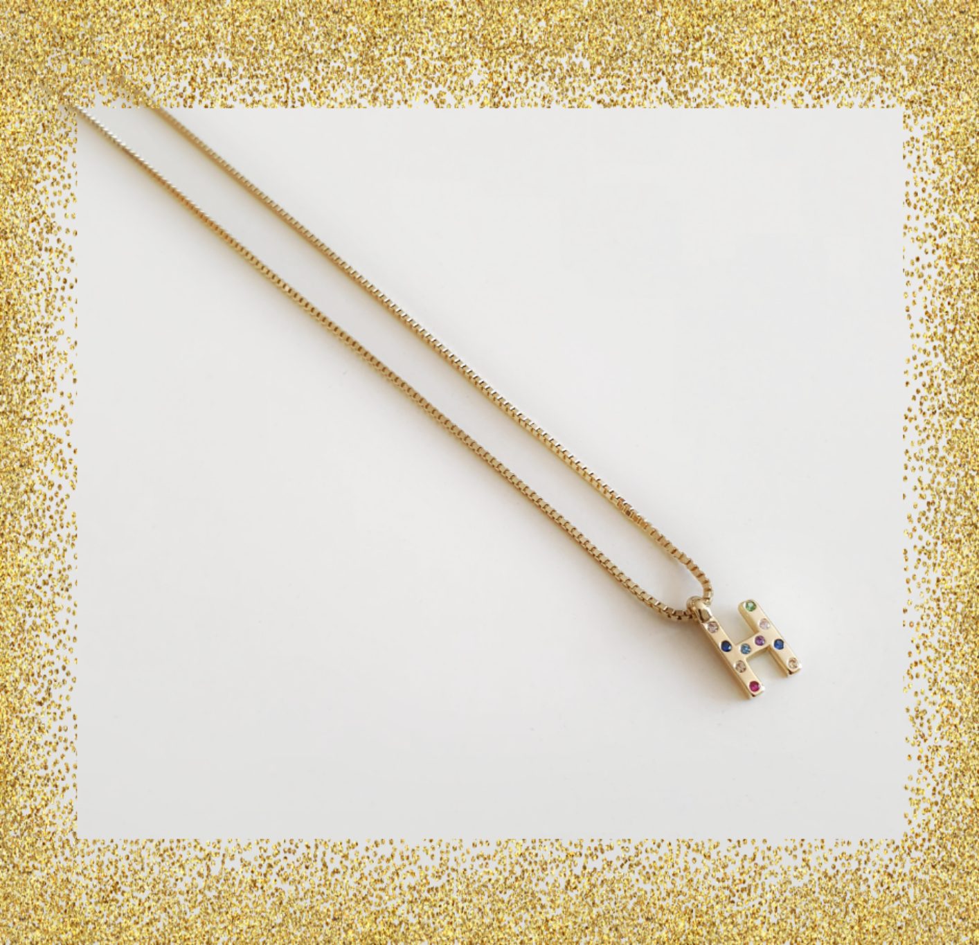 Collar inicial oro h de plata de ley