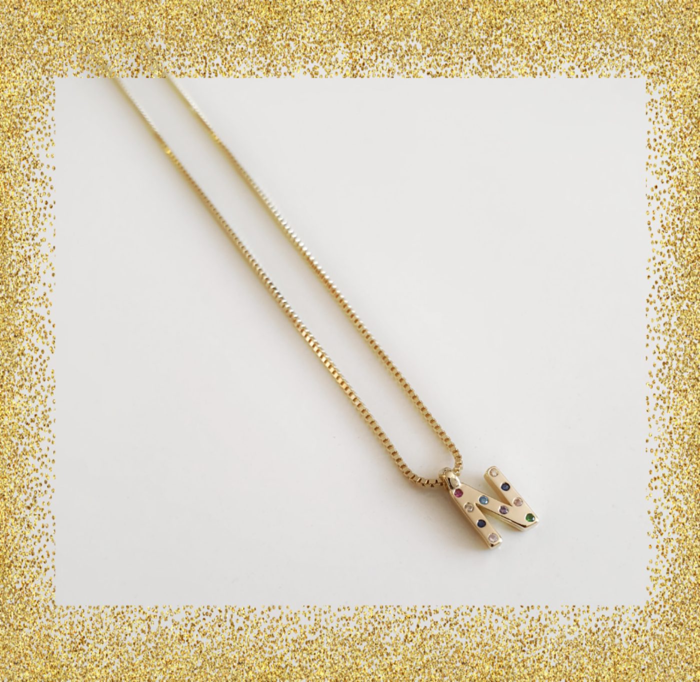Collar inicial oro n de plata de ley