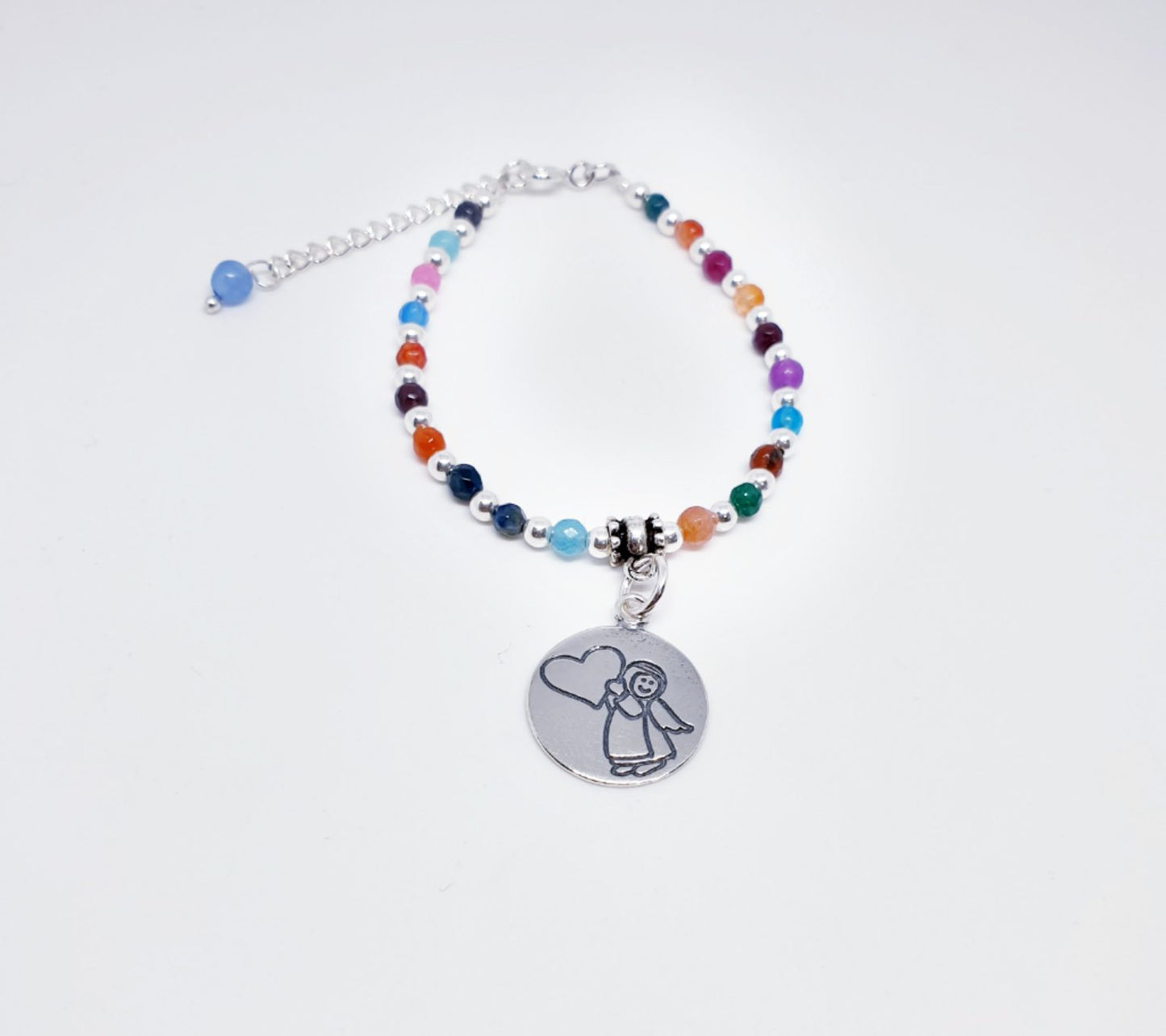 Pulsera infantil multicolor de plata de ley