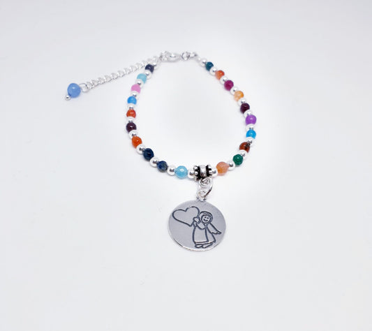 Pulsera infantil multicolor de plata de ley