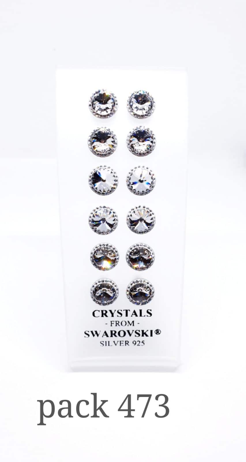 Pendientes swarovski blanco 10 mm de plata de ley