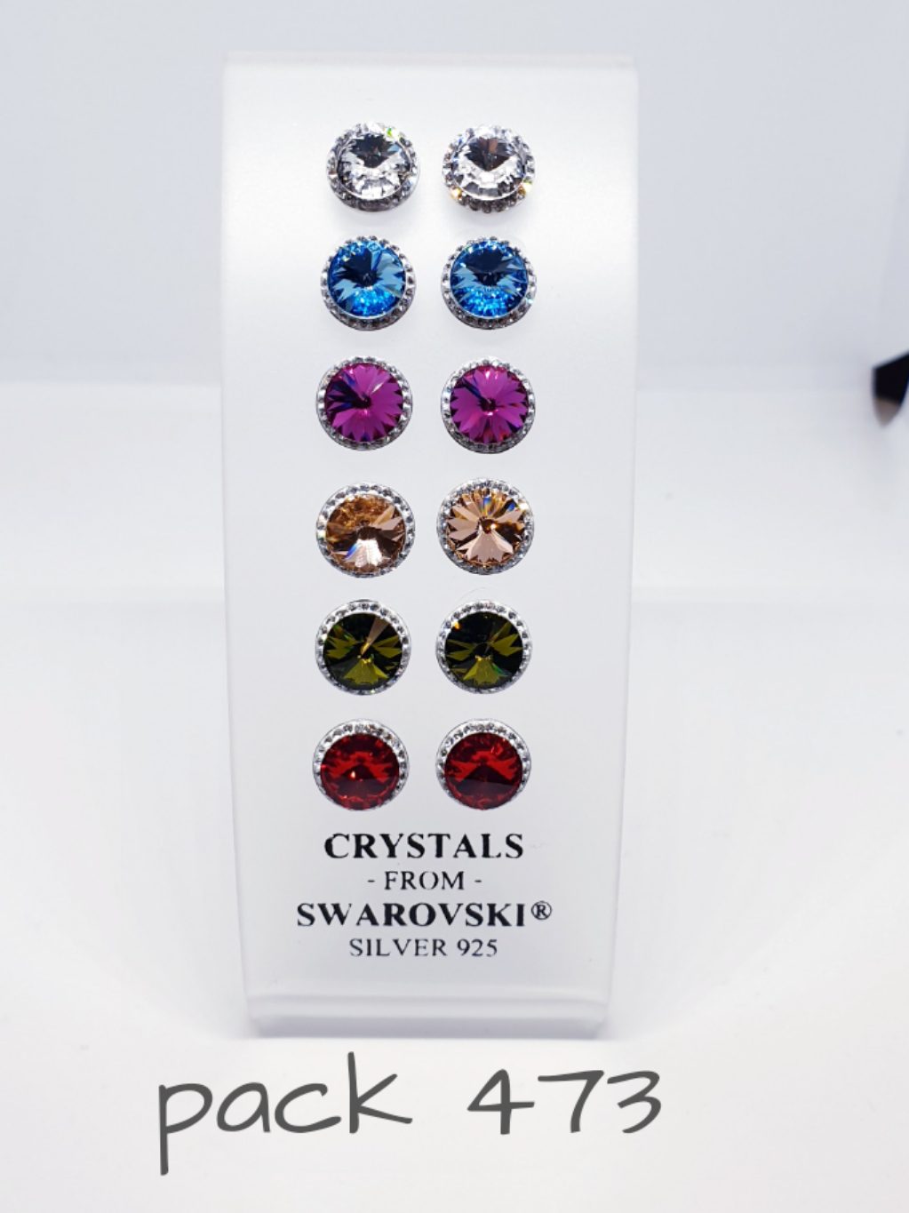 Pendientes swarovski 10 mm colores de plata de ley