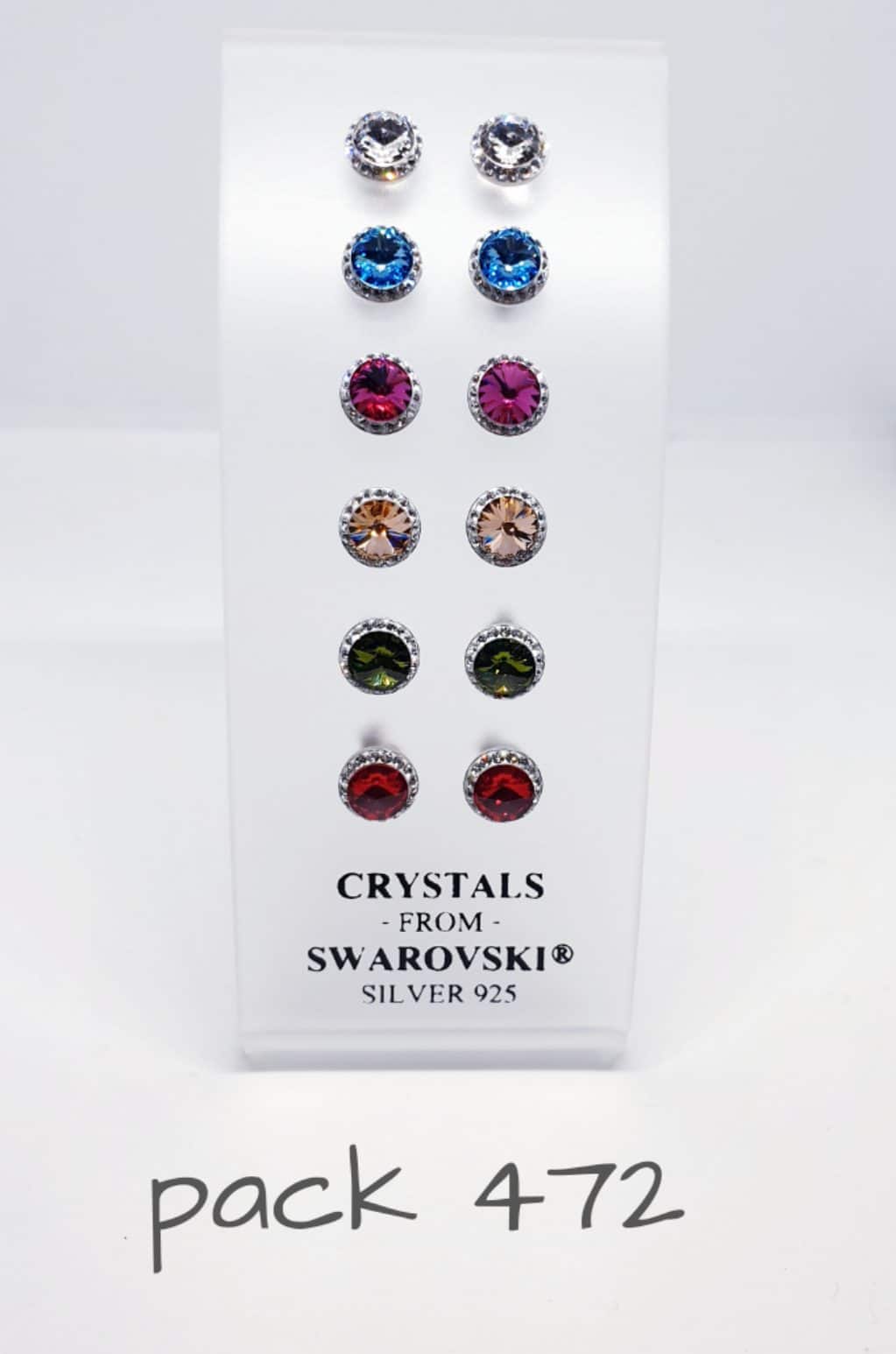 Pendientes swarovski 8 mm colores de plata de ley