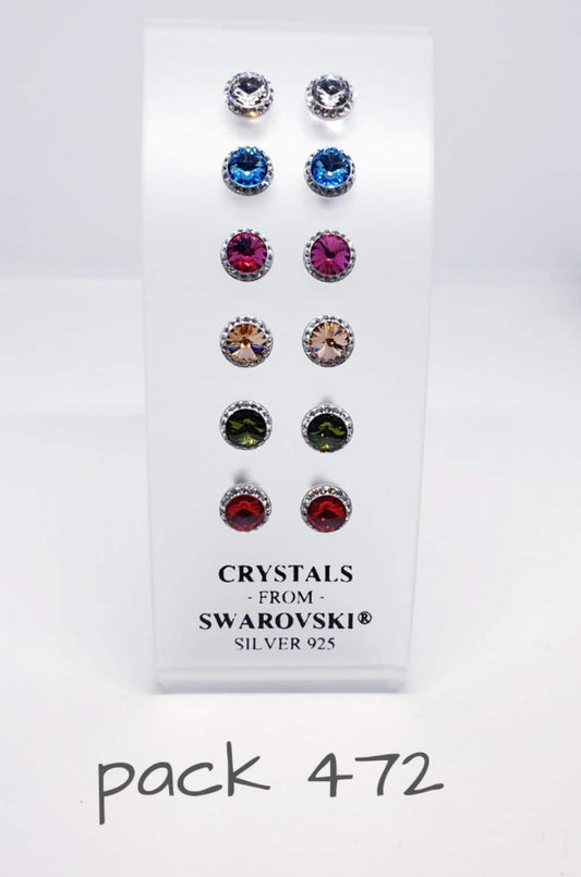 Pendientes swarovski 8 mm colores de plata de ley - Joyería Zafir