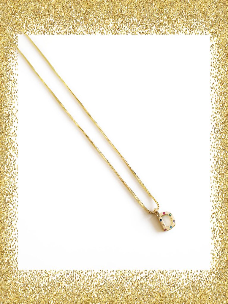 Collar inicial oro d de plata de ley