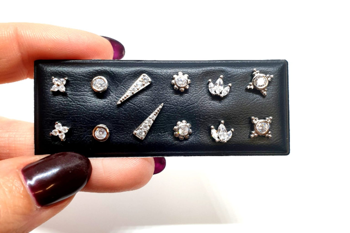 Pendientes mini circonitas de plata de ley