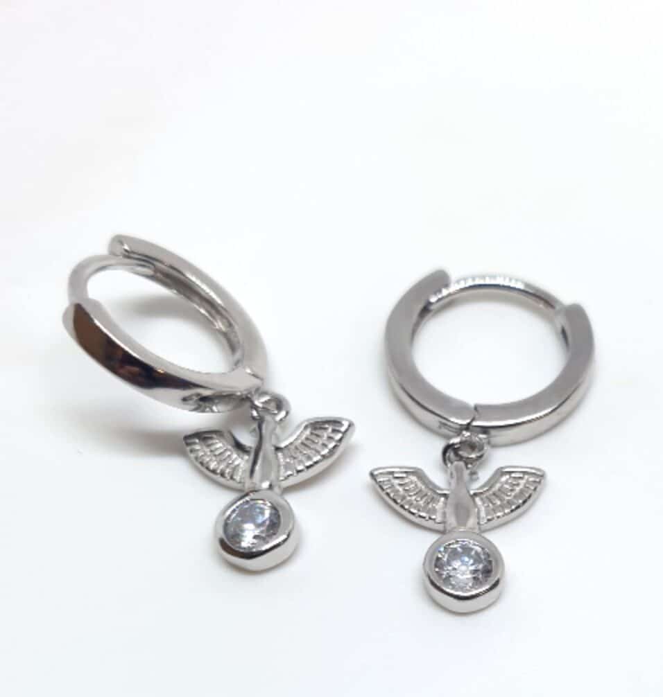 Pendientes aros ave fénix de plata de ley