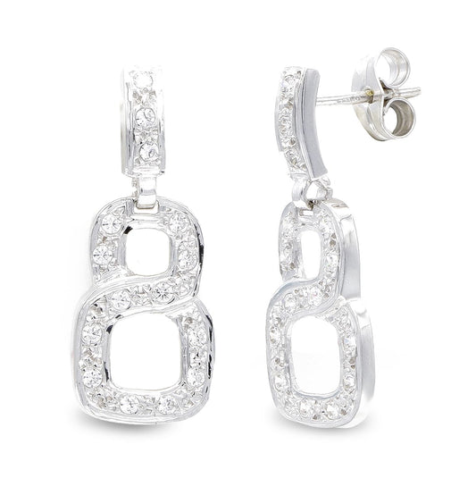 18K PENDIENTES ORO BLANCO LARGOS CIRCONITA CIERRE PRESION