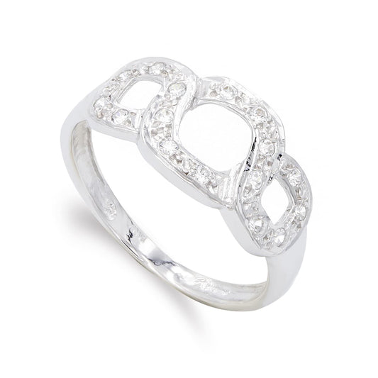 18K SORTIJA ORO BLANCO Y CIRCONITAS. ANCHO: 9,5 MM