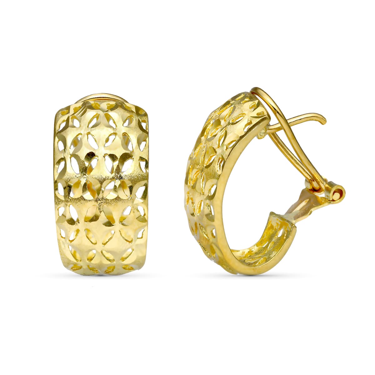 Pendientes Tallados Calados 18 x 10 mm de oro amarillo 18K
