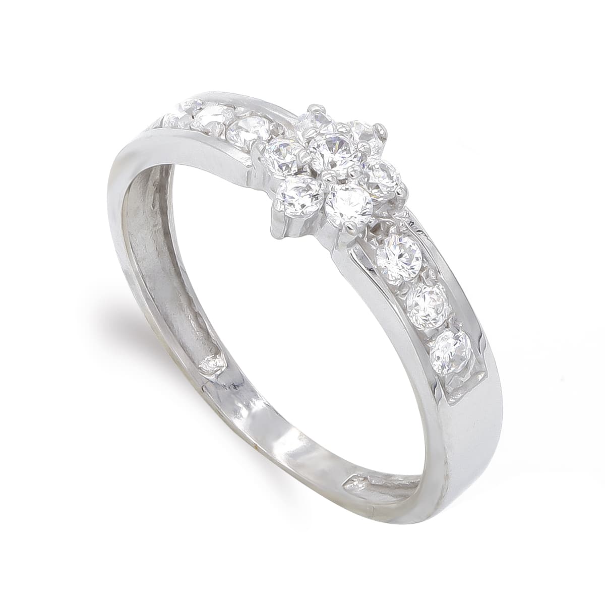 18K SORTIJA ORO BLANCO CON CIRCONITAS. ANCHO: 6,5 MM