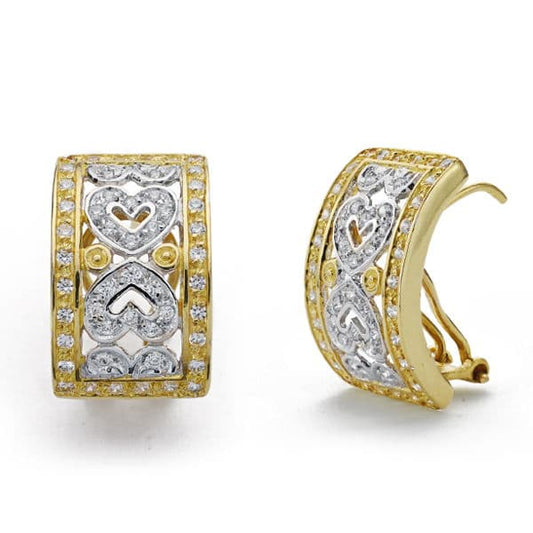 Pendientes Bicolor Circonita Omega 20 x 12 mm 18K