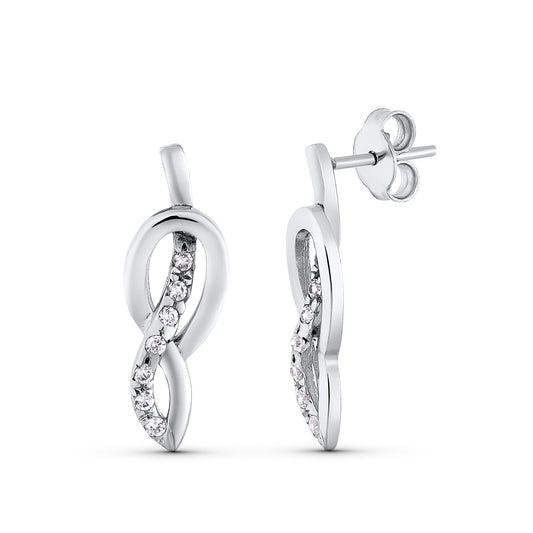 18K PENDIENTES ORO BLANCO CIRCONITA 23X7 MM CIERRE PRESION