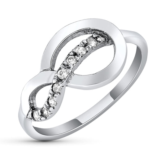 18K SORTIJA ORO BLANCO NUDO CON CIRCONITAS. ANCHO: 10 MM