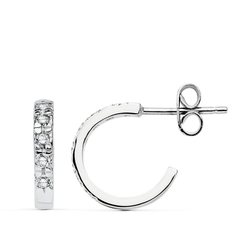 Aros Circonita 12 x 2 mm de oro blanco 18K