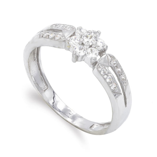 18K SORTIJA ORO BLANCO CON CIRCONITAS. ANCHO: 6,5 MM