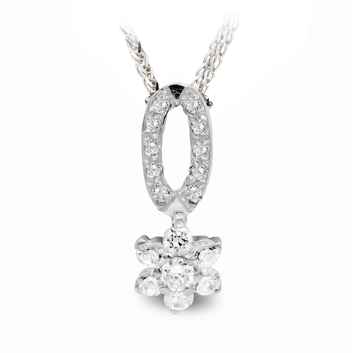 18K COLLAR ORO BLANCO Y CIRCONITAS 45CM
