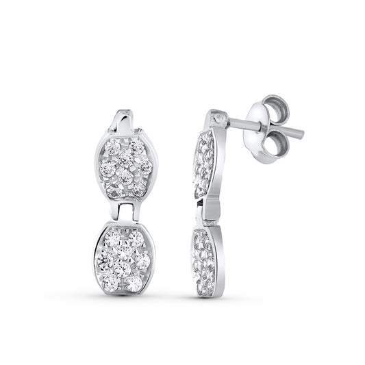Pendientes y Circonita de oro blanco 18K