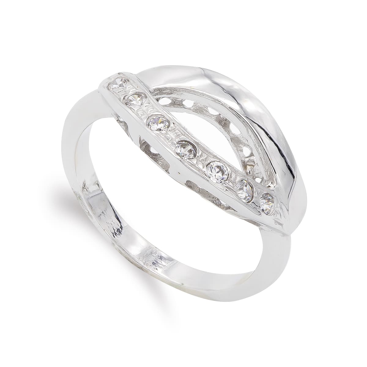 18K SORTIJA ORO BLANCO CON CIRCONITAS. ANCHO: 9,5 MM