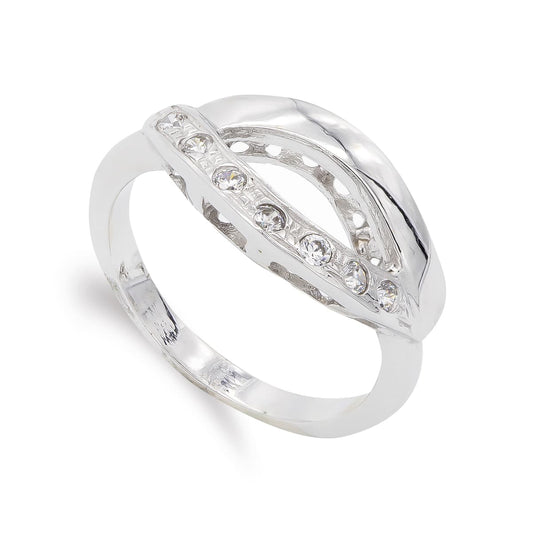 18K SORTIJA ORO BLANCO CON CIRCONITAS. ANCHO: 9,5 MM