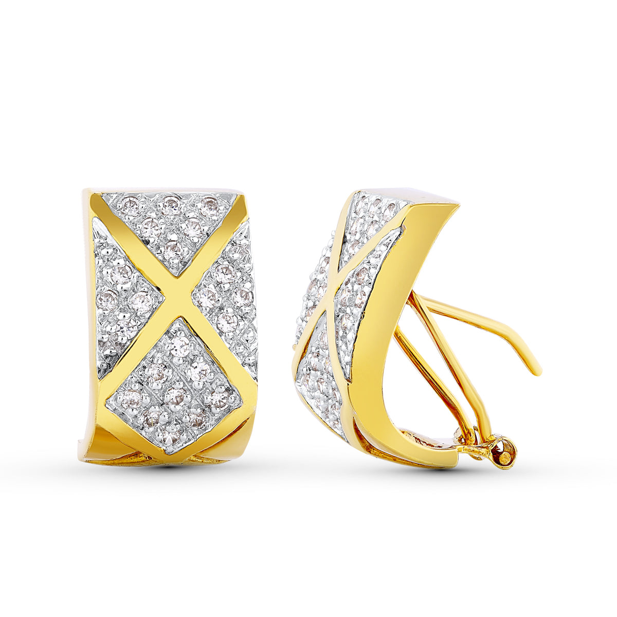 Pendientes Bicolor Circonita 18K