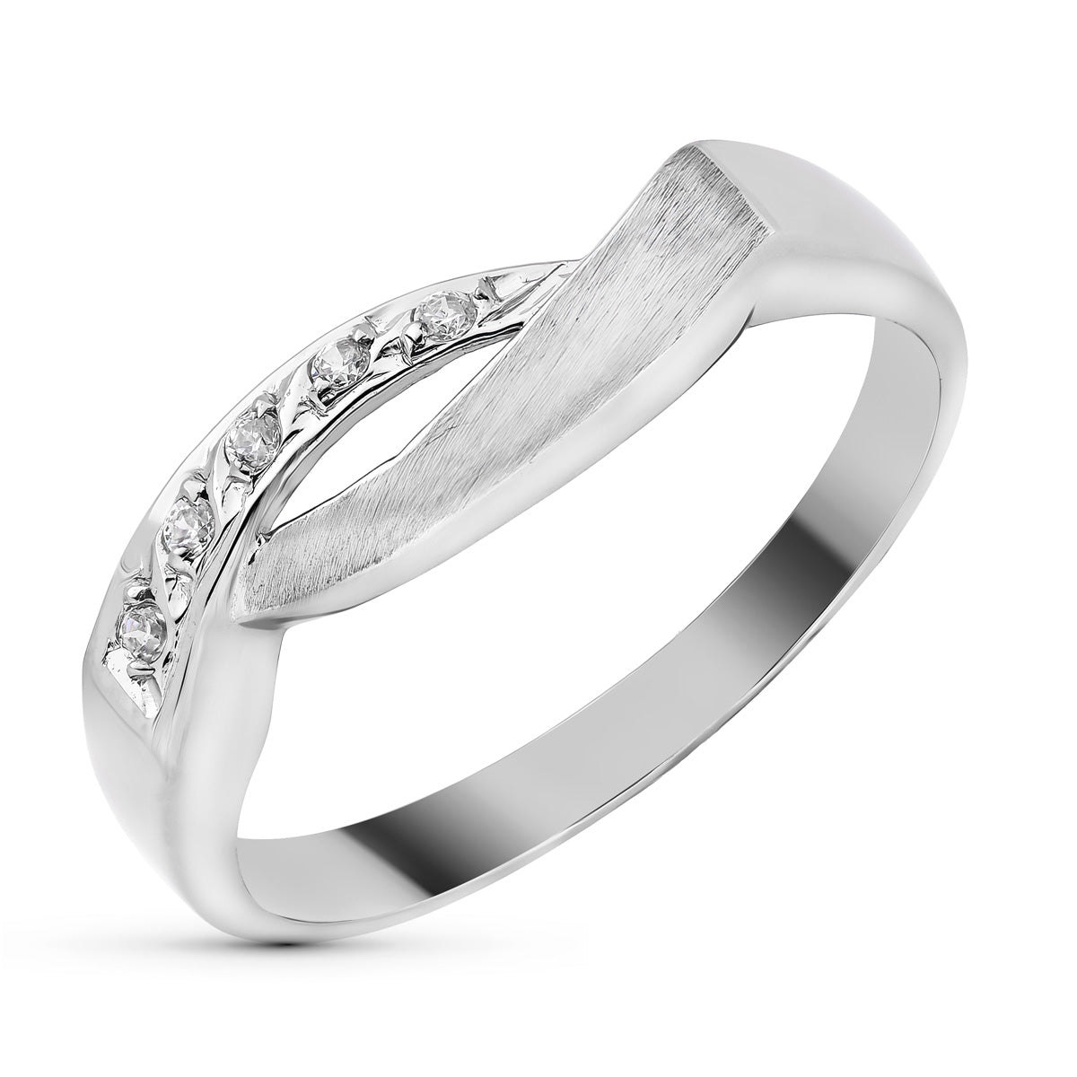 Sortija y Circonitas de oro blanco 18K