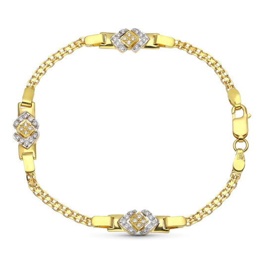 Pulsera Bicolor de Comunion con Circonitas 18K