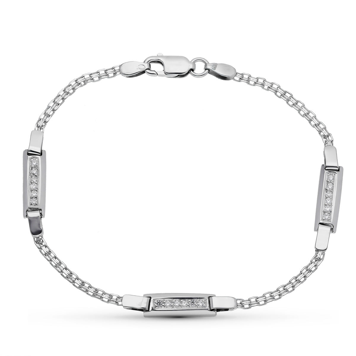 Pulsera Juego Comunion Circonitas de oro blanco 18K