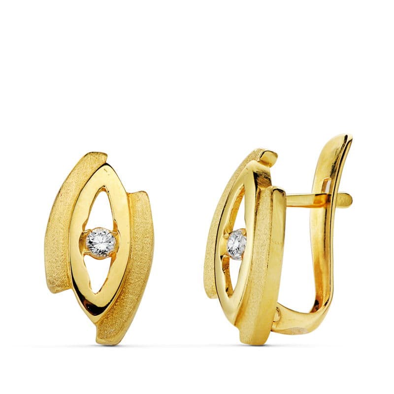 Pendientes Circonita 13 x 7 mm de oro amarillo 18K