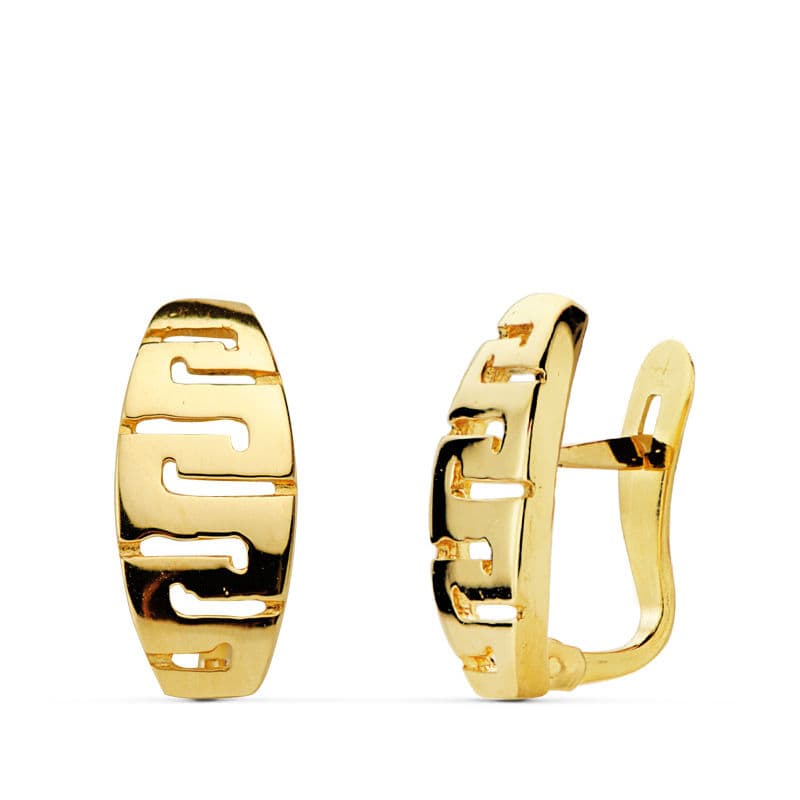Pendientes Greca 13 x 6 mm de oro amarillo 18K
