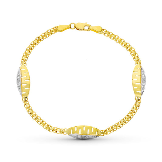 Pulsera Bicolor Circonita 17,5 cm 18K