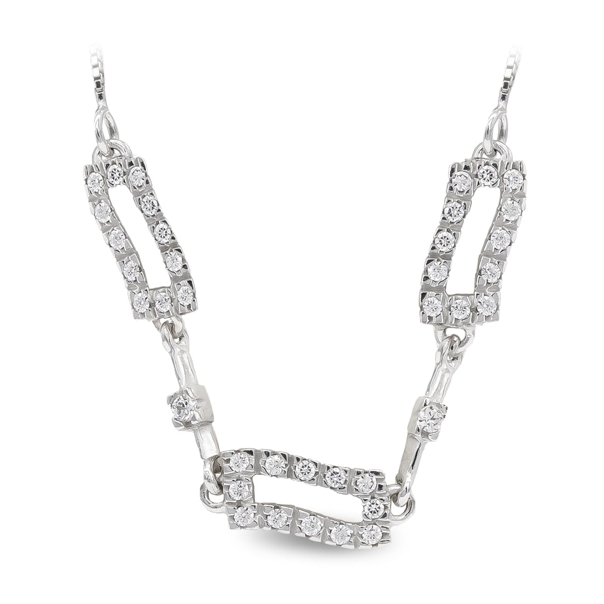 18K GARGANTILLA ORO BLANCO LARGO Y CIRCONITAS