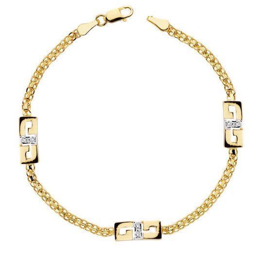Pulsera Bicolor Circonita 17 cm 18K