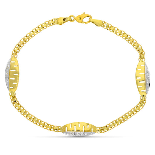 Pulsera Bicolor Comunion Circonita 17 cm 18K