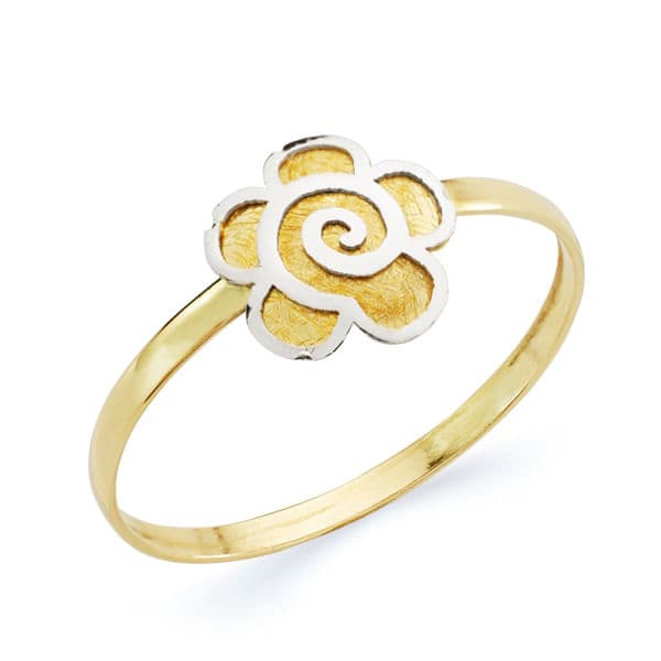 18K SORTIJA ORO BICOLOR MARGARITA. ANCHO: 8 X 8 MM