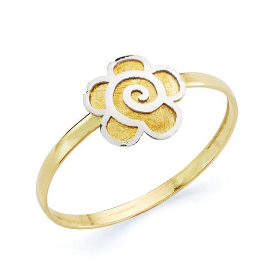 18K SORTIJA ORO BICOLOR MARGARITA. ANCHO: 8 X 8 MM