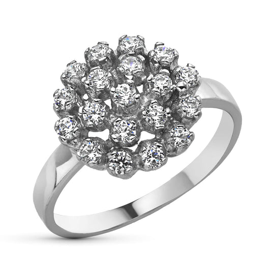 18K SORTIJA ORO BLANCO CUAJO CON CIRCONITAS. ANCHO 13 MM