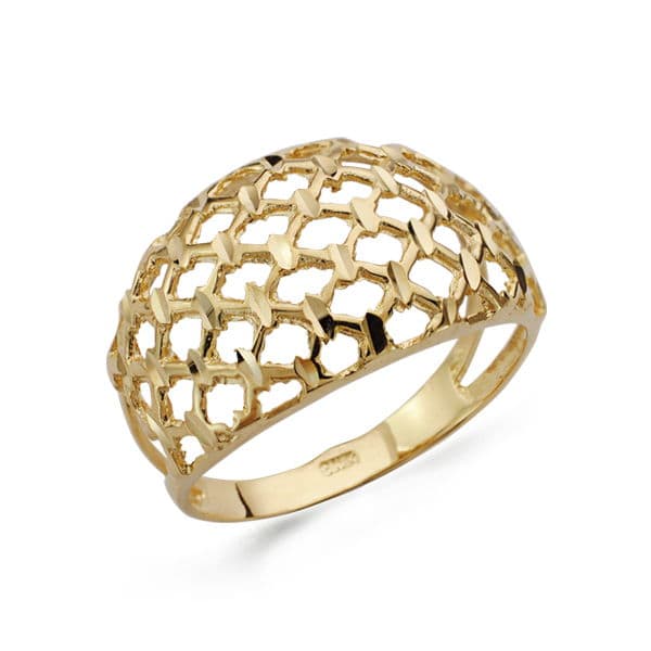 Sortija Calada Detalles Tallados. Ancho: 13,5 mm de oro amarillo 18K