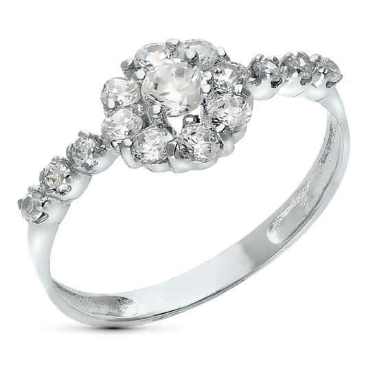 18K SORTIJA ORO BLANCO CUAJO CON CIRCONITAS. ANCHO: 8,5 MM