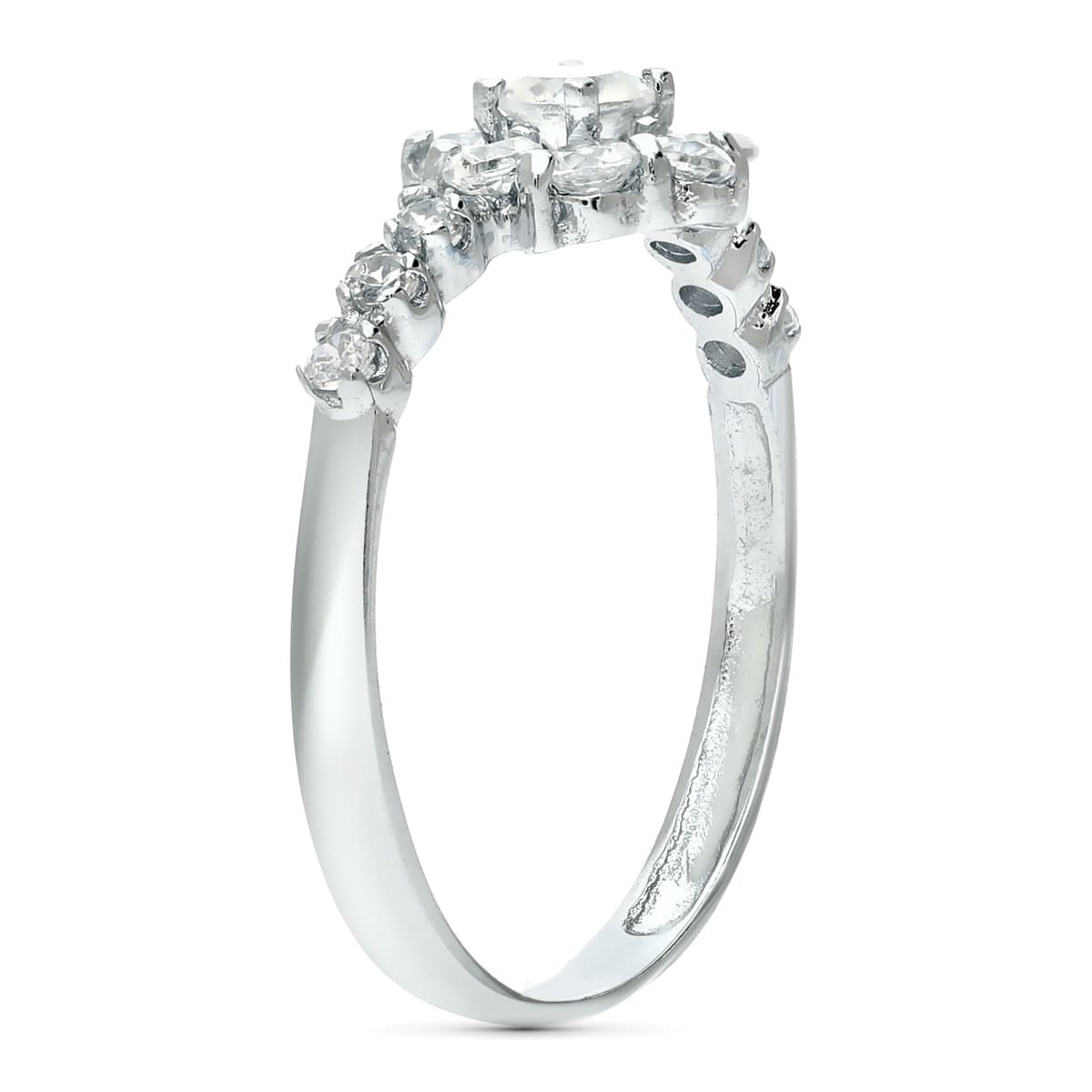 Sortija Cuajo con Circonitas. Ancho: 8,5 mm de oro blanco 18K