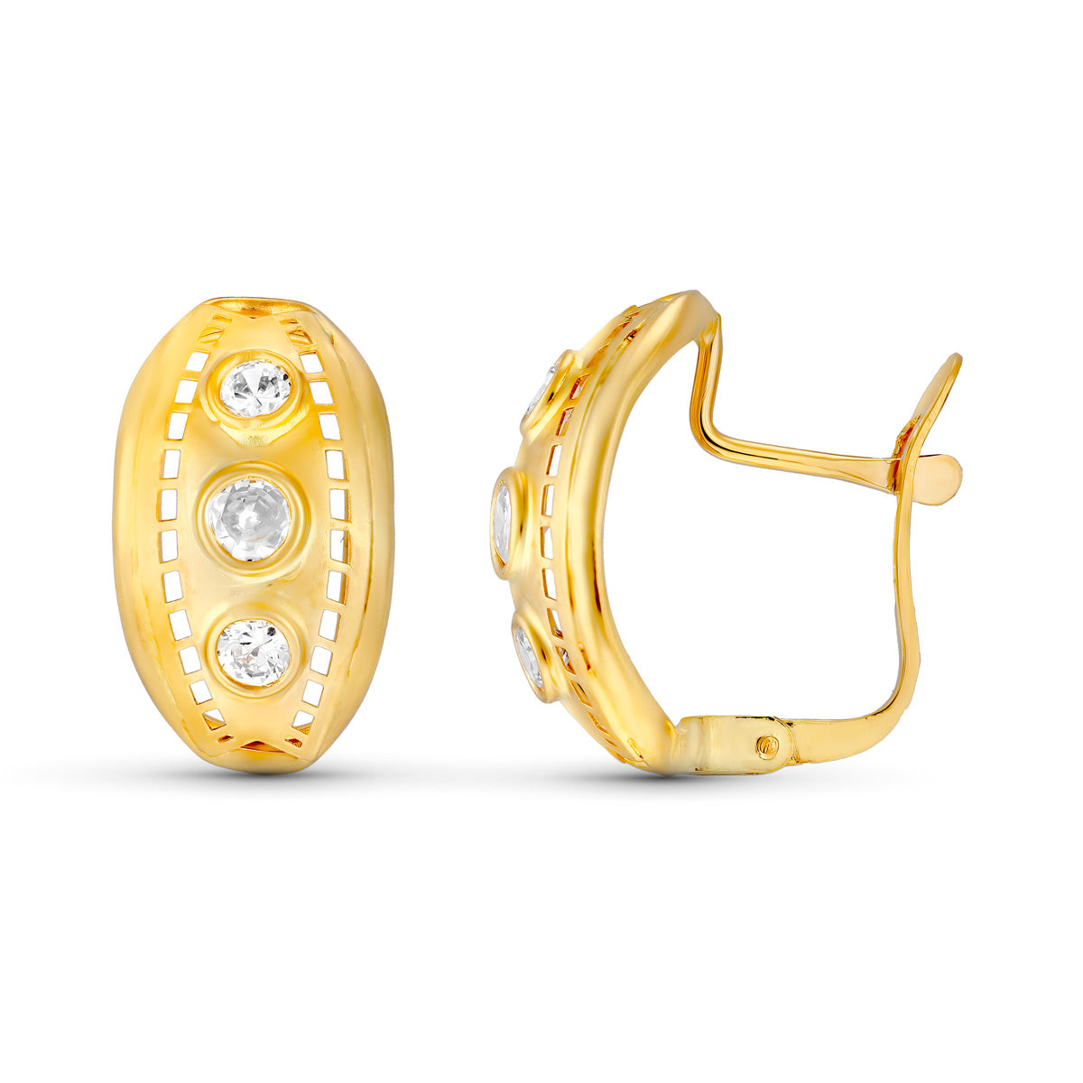 18K PENDIENTES ORO AMARILLO CIRCONITA 15X9 MM
