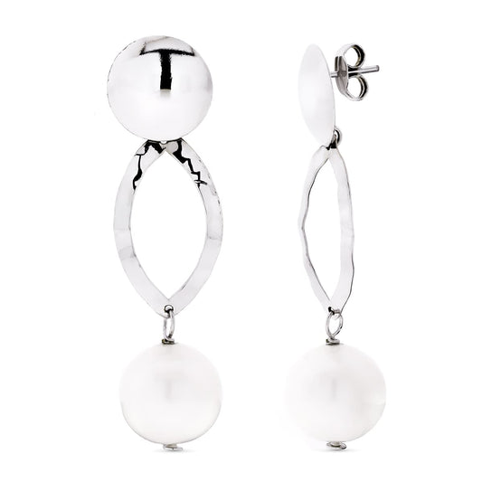 18K PENDIENTES ORO BLANCO PERLA CULTIVADAS CIERRE PRESION